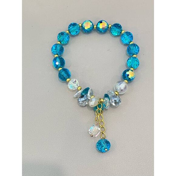 Blue Swarovski Beaded Bracelet With Charms - Picture 3 of 7